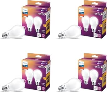 PHILIPS LED 40W A15 Pack of 8 Ultra Resolution Soft White (2700K) 450 Lumens (5W = 40W) Dimmable Frosted Flicker-Free Bulbs