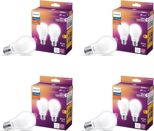 PHILIPS LED 40W A15 8-Pack Ultra Definition Soft White (2700K) 450 Lumen (5W = 40W) Dimmable Frosted Flicker-Free Light Bulbs by Philips - Used condition - US$22.24