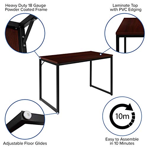 Flash Furniture Tiverton Industrial Modern Desk-Mahogany/Black Commercial Grade Computer Desk-47" Sturdy Home Office Desk-Writing Desk #TOP3