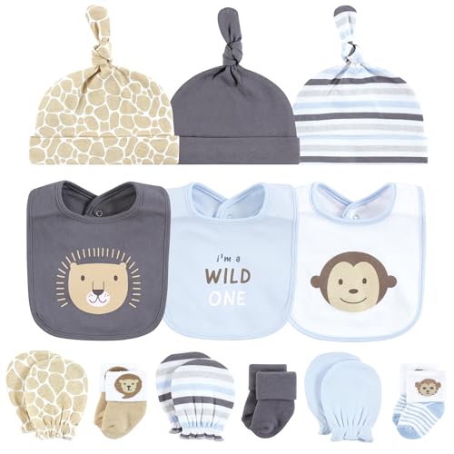 Hudson Baby Unisex Baby Caps Or Headbands, Bibs, Mittens and Socks 12pc Set