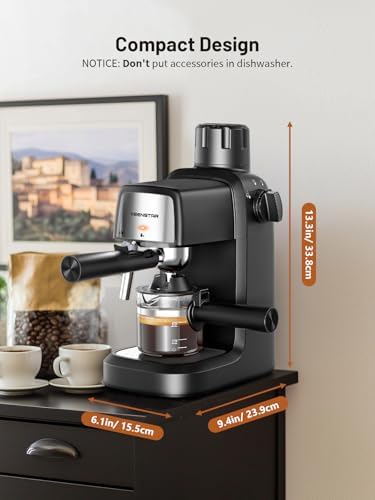 KEENSTAR 3.5Bar Espresso Machine 800W, Compact 4-Cup Espresso Maker Preheat — view 5