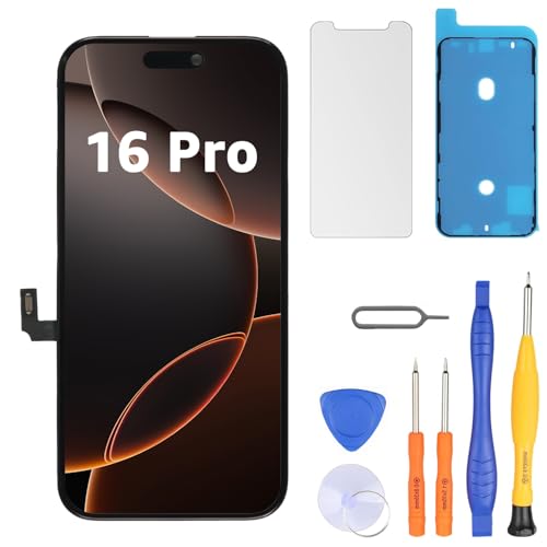 LL TRADER Screen Replacement for iPhone 16 Pro 6.3 LCD Retina FHD Display COF Touch Screen Digitizer with Repair Tool Kits Waterproof Tape Screen Protector