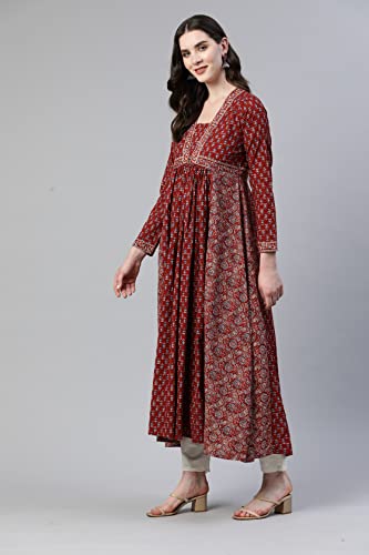 Image of Vbuyz Women's Alia Cut Anarkali Cotton Kurta