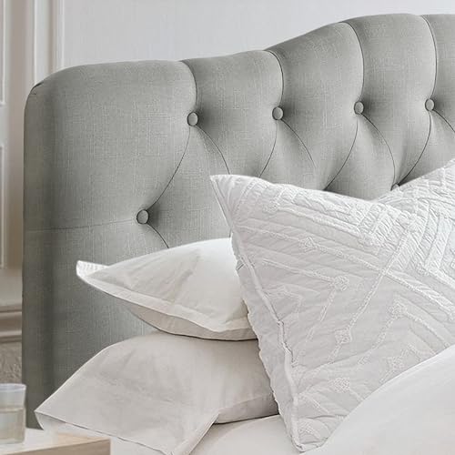 Rosevera Givanna Adjustable Heigh Headboard with Linen Upholstery and Button Tufting for Bedroom, Queen, Gray - Thumbnail 5