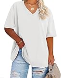Material: Damen-Kurzarm-Top aus hochwertigem Stoff 60% Baumwolle/40% Polyester, weiches lockerer T-Shirt für maximalen Komfort