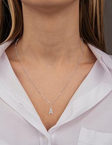 Arpama S925 Silver A-Z 26 Initial Necklaces Crystal Pendant Chain Choker, Gifts for Teenage Girls or Women