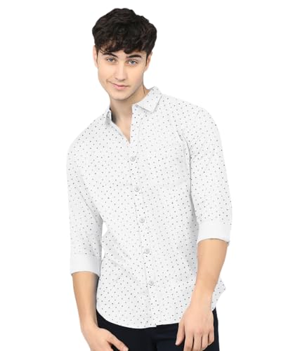Noble Monk Men's Regular Fit Shirt |Full Sleeve | Dotted Pattern | Stylish Shirt for Men