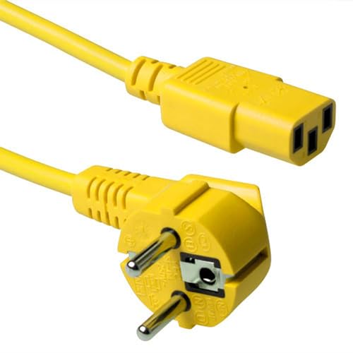 Câble d'alimentation Jaune 5 m ACT AK5406 avec connecteurs CEE7/7 et C13