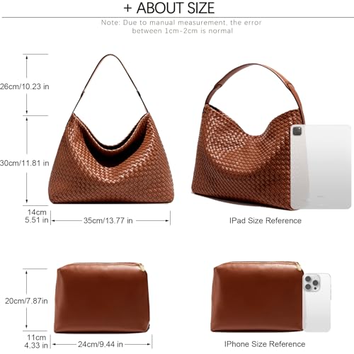 JINMANXUE Women Boston Bag, Woven Hobo Tote Handbag and Purses, Female Satchel Messenger Bags, Fashion Shoulder Crossbody Bag3