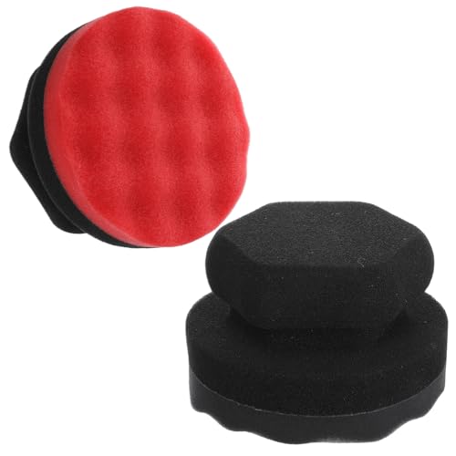 Hadnves 2 PCS Tire Shine Applicator Pad Large Hex Grip Tire Dressing Applicator Reusable Car Detailing Foam Sponge Polishing Tool Wave Contoured Car Cleaning Supplies for Rubber Vinyl & Plastic Trim