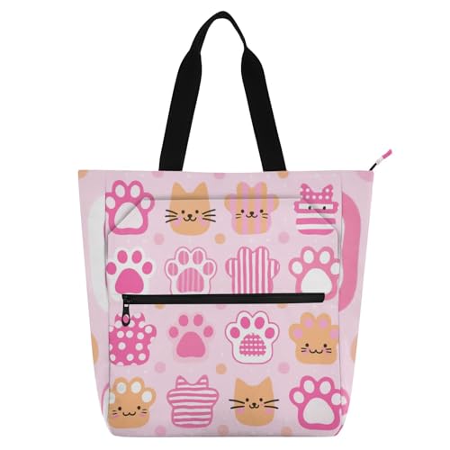 Bolsa de mano de gato rosa para llevar libros al colegio de forma cómoda