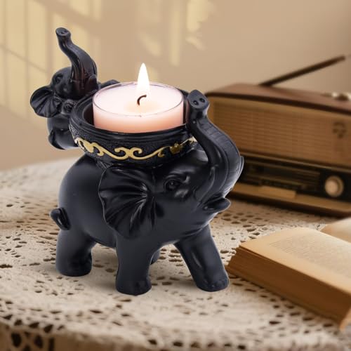 Black Elephant Candle Holder