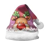 Rrongwn Weihnachtsmütze Hund Rentier Weihnachtsmütze Dicker Weihnachtsmann Santa Nikolaus Mütze Festliche Nikolaus Kostüm Weihnachten Classic Hat Weihnachtsgeweih Plüschmütze