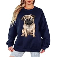 Sassy Souls Pug Dog Animal Lover Womens Sweatshirt For Pet Owners Ladies Pullover Jumper Graphic Dog Design Gift For Her M Navy Blue