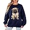 Sassy Souls Pug Dog Animal Lover Womens Sweatshirt For Pet Owners Ladies Pullover Jumper Graphic Dog Design Gift For Her M Navy Blue