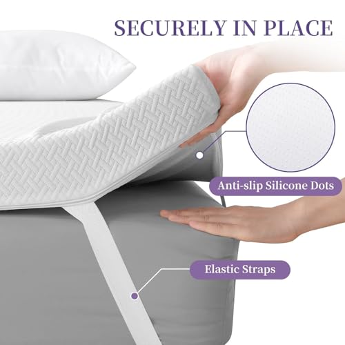 3 Inch Memory Foam Mattress Topper Queen Size, High Density Mattress Pad for Back Pain Relief, Ventilated with Removable & Washable Cover, CertiPUR-US Certified