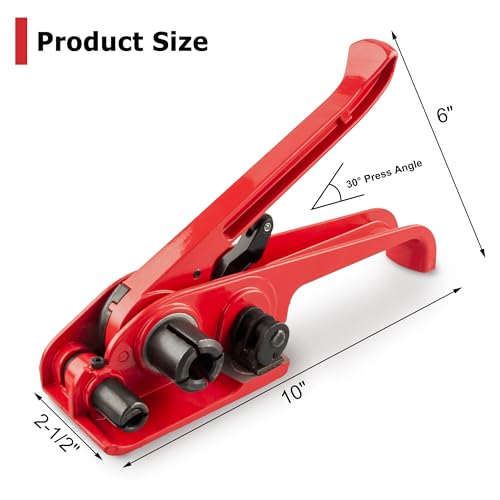 Heavy Duty Poly Strapping Tensioner with Cutter - Manual Strap Tool for 1/2"-3/4" PET & PP Strap, Durable Tensioner Tool for Home Moving & Commercial Shipping (Red, 8 Packs) by Auxdee - Image 2