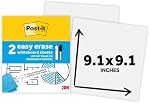 Post-it Feuilles de tableau blanc faciles à effacer 2 Faites votre valise, 9.1 x 9.1 dans, tableau blanc instantané, utiliser des marqueurs d'effacement sec et permanents (EE-SH-2PK-RET)