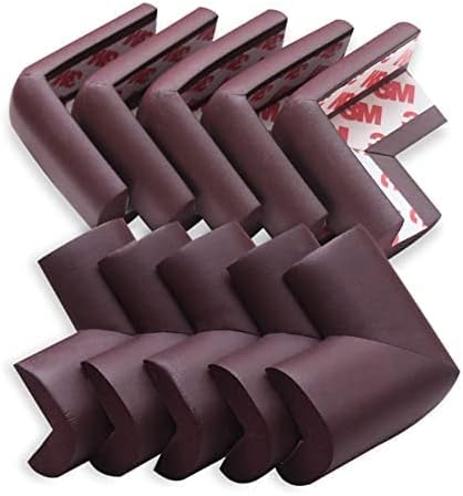 Baby Proofing Corner Guards I Pre-Taped Corner Protectors I Child Safety Edge Guards I 10 Pieces Brown