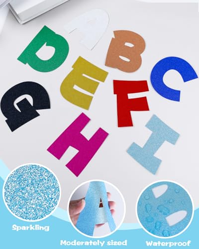Image of 243 Pcs Glitter Bulletin Board Letters, Numbers and Punctuation 4 Inch | Cut Out Letters for Bulletin Board Decorations, Poster Board Letters Alphabet Cutouts for Classroom Wall Decor (Light Blue)