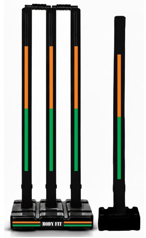 Bodyfit Cricket Stumps | Plastic Wickets Set with 4 Stumps + 2 Bails + 2 Stands | Full Size Wickets for Cricket Ground, Tournament Wicket Exclusive Com1.-image-21