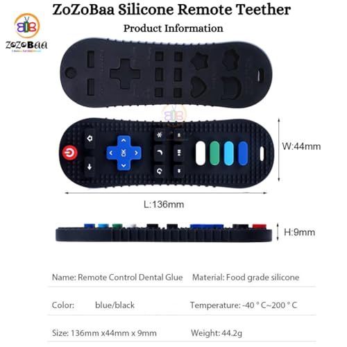 Image of TV Remote Soft Silicone Teether for Baby Gums, Teething Toy for Babies, BPA Free, Pain-Relief, Non-Toxic, 100% Food Grade, Soothing & Smooth Edges Easy to Grasp Chewable -Black (Pack of 1)