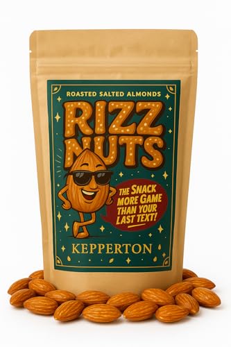 Kepperton Rizz Nuts Gourmet Roasted Almonds - Funny Snack Gift for Men &amp; Women, Gag Gift, Birthday, White Elephant Party, Unique Holiday Stocking Stuffer