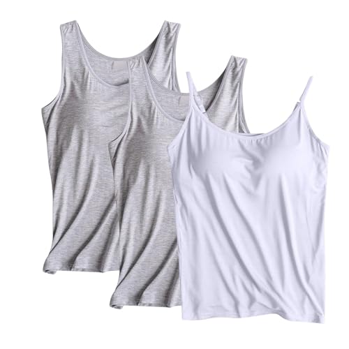 Débardeur avec soutien-gorge intégré en coton : lot de 3 caracos confort pour le quotidien