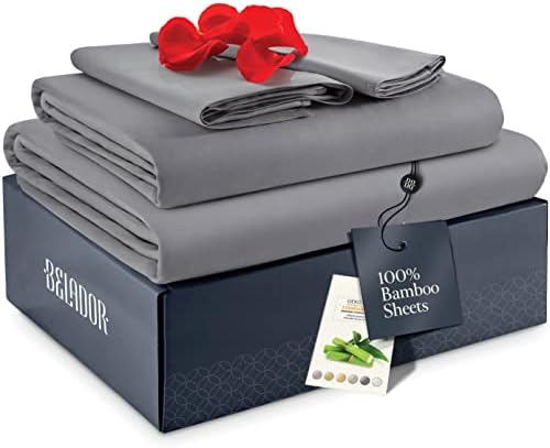 BELADOR Viscose Bamboo Sheets King - Silky Luxury Bed Sheets Cooling Sheets Set - Soft Satin Bed Sheet Set - 16 Inch Deep Pocket - Hotel Sheets Bedding Set Flat Sheet + Fitted Sheet + 2 Pillowcase
