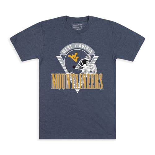 Homefield West Virginia Mountaineers Officially-Licensed College T-Shirt - Premium Soft 90s Triangle Retro Helmet Tee, Size XL Navy