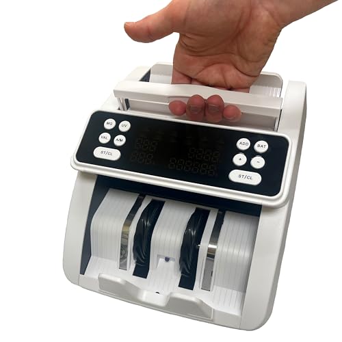 Dri Mark Money Counter Machine with UV/MG/IR Counterfeit Detection, Portable Bill Counter. Counts 1,000 Bills Per Minute, Single-Denomination with Add Mode. Includes Bonus 3pk of Counterfeit Pens