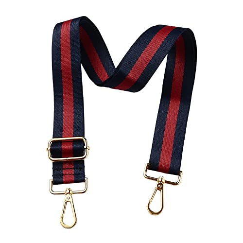 Image of BEEFLYING Blue and Red Stripe Adjustable Shoulder Strap Replacement Belt Crossbody Handbag Canvas Purse Strap Replacement Nylon Bag Straps for Bag Replacement Repairing Accessories