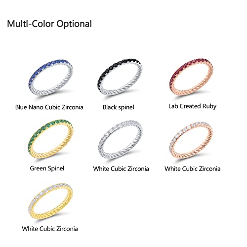 Santuzza 925 Sterling Silver Created Ruby Stackable Ring Engagement Wedding Eternity Stacking Ring For Women (5) #TOP4