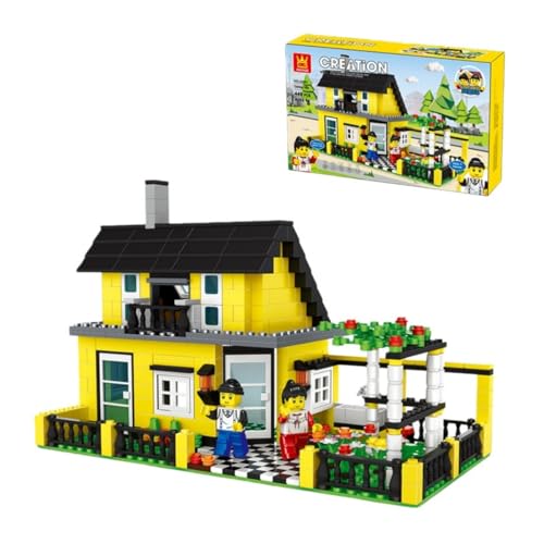 ahaiaying 建築モデルパズルビルディングブロック おもちゃ 家と別荘の建築モデル連結小ピース ナノミニチュアビルディングブロック 大人と子供への教育玩具ギフト (ミディアムヴィラ 449ピース)