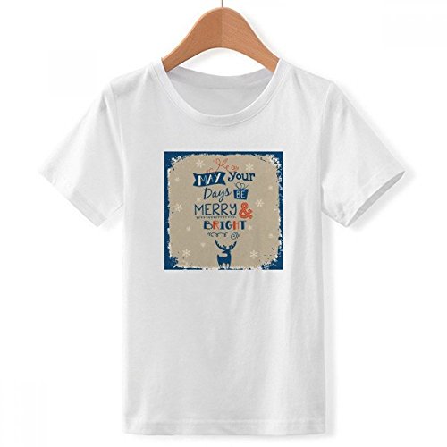 T-shirt crew neck blanc garçon motif cerfs de Noël multicolore taille médium
