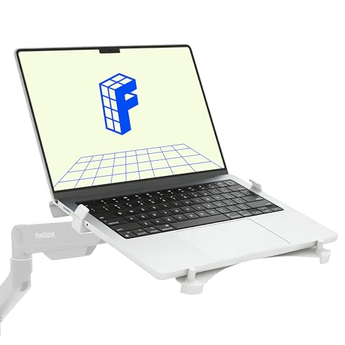 FlexiSpot Laptop Tray, Laptop Holder Fits up to 17.3in, VESA Mount 75x7 &100x100mm for Monitor Arm with Lockable Clips for Home Office, Tray Only, White