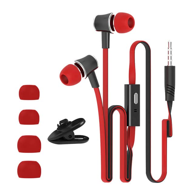 Electronics - Extra Bass Headphones wired Earphone 3.5mm Earphones With Microphone Noodles Style наушники Sport Headset auriculare for Samsungs (Red JM21)