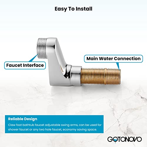 Chrome 3-3/8 Inch Clawfoot Tub Adapter 2.17 Inch Extended Thread Adjustable Swing Arms Commercial Utility Eccentric Screw Plus Size 1 Pair #TOP3