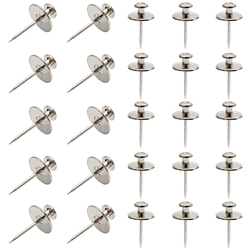 Image of Double Headed Picture Hangers Nails, Thumb Tacks Decorative, Push Pin Wall Nails, Photo Hanging Hook Pins, Small Thumb Tacks for Home Office, Drywall, Classroom,25 Pcs(Silver)