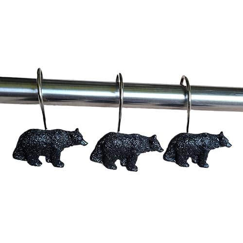Twofishes Black Bear Lodge Shower Curtain Hooks Set of 12 Black Bear Lodge Shower Curtain Rins Set of 12