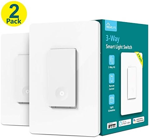 Treatlife 3-way Smart Light Switch WiFi Light Switch Single Pole/3-way Switch Remote Control, Works With Alexa, Google Assistant and IFTTT, Schedule, No Hub Required, ETL Listed, Neutral Wire Required