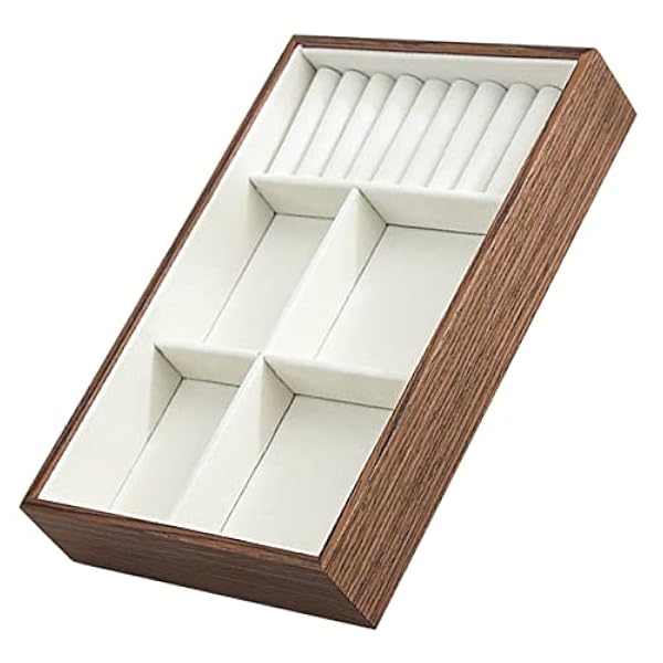 Cabilock 5 stycken tallrikar halsband stapelbara skrivbord förvaring lock bricka arrangemang klart för örhängen etui stiftörhängen hållare ringar trä arrangör mångsidig