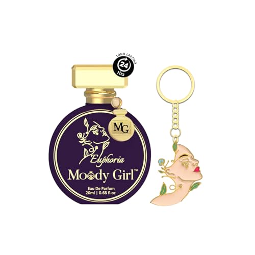 Moody Girl Euphoria Perfume & Key Charm I Mood Enhancing Perfume for Women with Fresh Floral Fizzy Fragrance, Eau De Parfum, 20ml