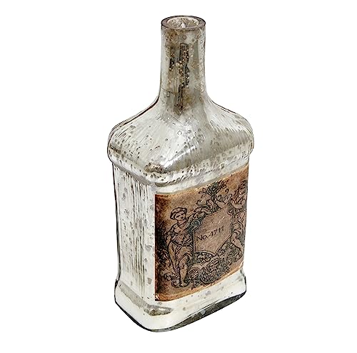 Image of Decor de Maison Handcrafted Antique Glass Legacy Decorative Bottle (Silver) | Vintage Table Decor Showpiece for Living Room, Office Desk, Centre Table & Dining Table | 9.5 Inch Height