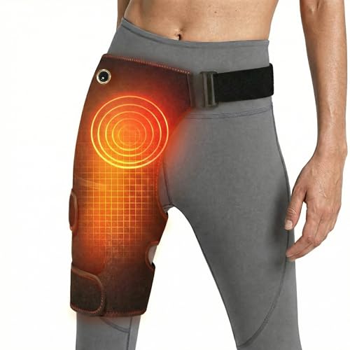 TJK Health Hip Brace Heating Pad - Heated Support for Hip Pain Sciatic Nerve Lower Back Thigh Buttock for Men Women - Adjustable Electric Heating Therapy Wrap Device for Sciatica & Hip Joint Support