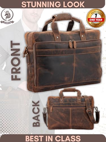 Sac ordinateur portable cuir véritable résistant avec fixation chariot - 3