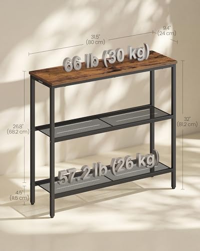 Image of VASAGLE 31.5 inch Console Table, Narrow Behind Couch Table, 3 Tier