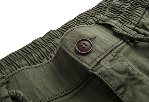 Foursteeds Women's Mid Rise Drawstring Elastic Waist Multi-Pocket Outdoor Sport Cotton Camping Hiking Cargo Pants Army Green Xl #TOP2