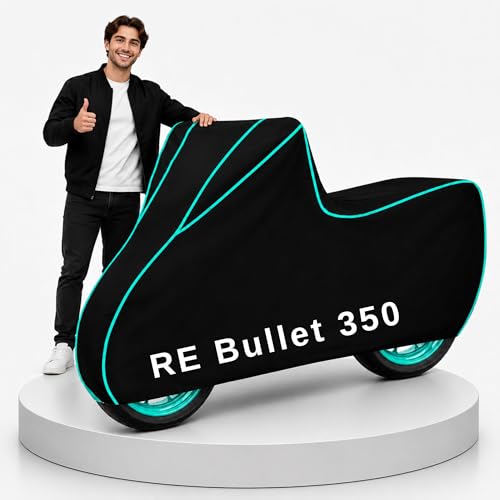 Image of My NEW Covers 100% Water Resistance RE Bullet 350 Bike Cover | Taffeta Body Cover for Rain & Sun | UV Protection, Dustproof, Scratch Resistant, Windproof, Heat Resistant, Vehicle Specific Fit