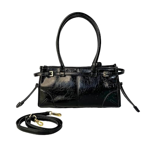 Eiyye Boston Bag for Women Black Handbag with Top Handles and Adjustable Strap, Faux Leather Purse for Work, Travel, Everyday Use